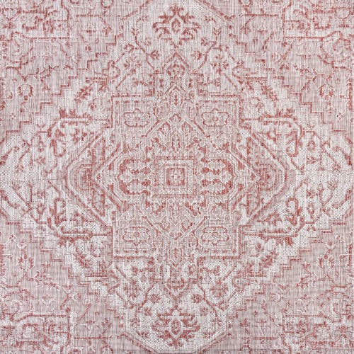 Jonathan Y Estrella Bohemian Medallion Textured Weave Indoor/outdoor Area Rug In Red/taupe