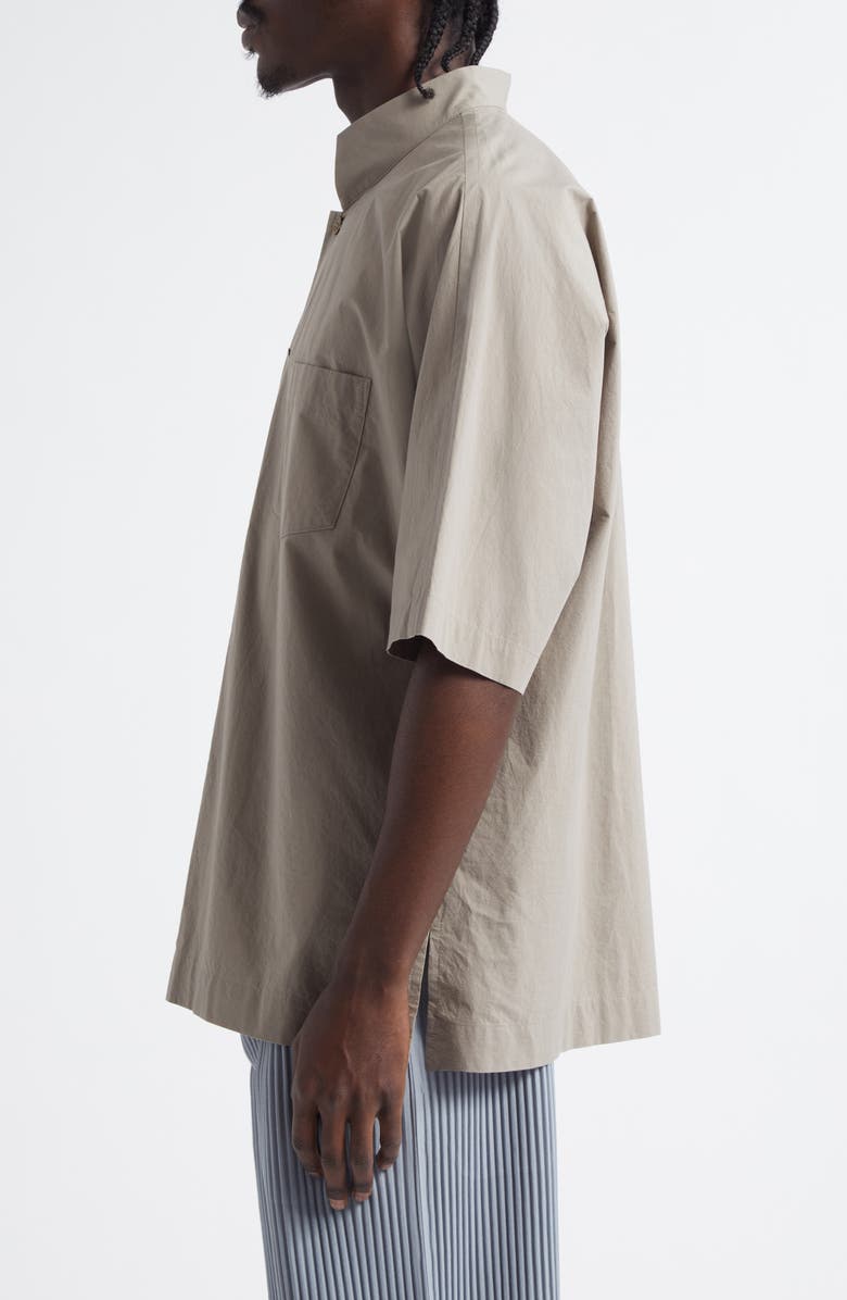 Homme Plissé Issey Miyake Cotton Button-Up Shirt, Alternate, color, Gray