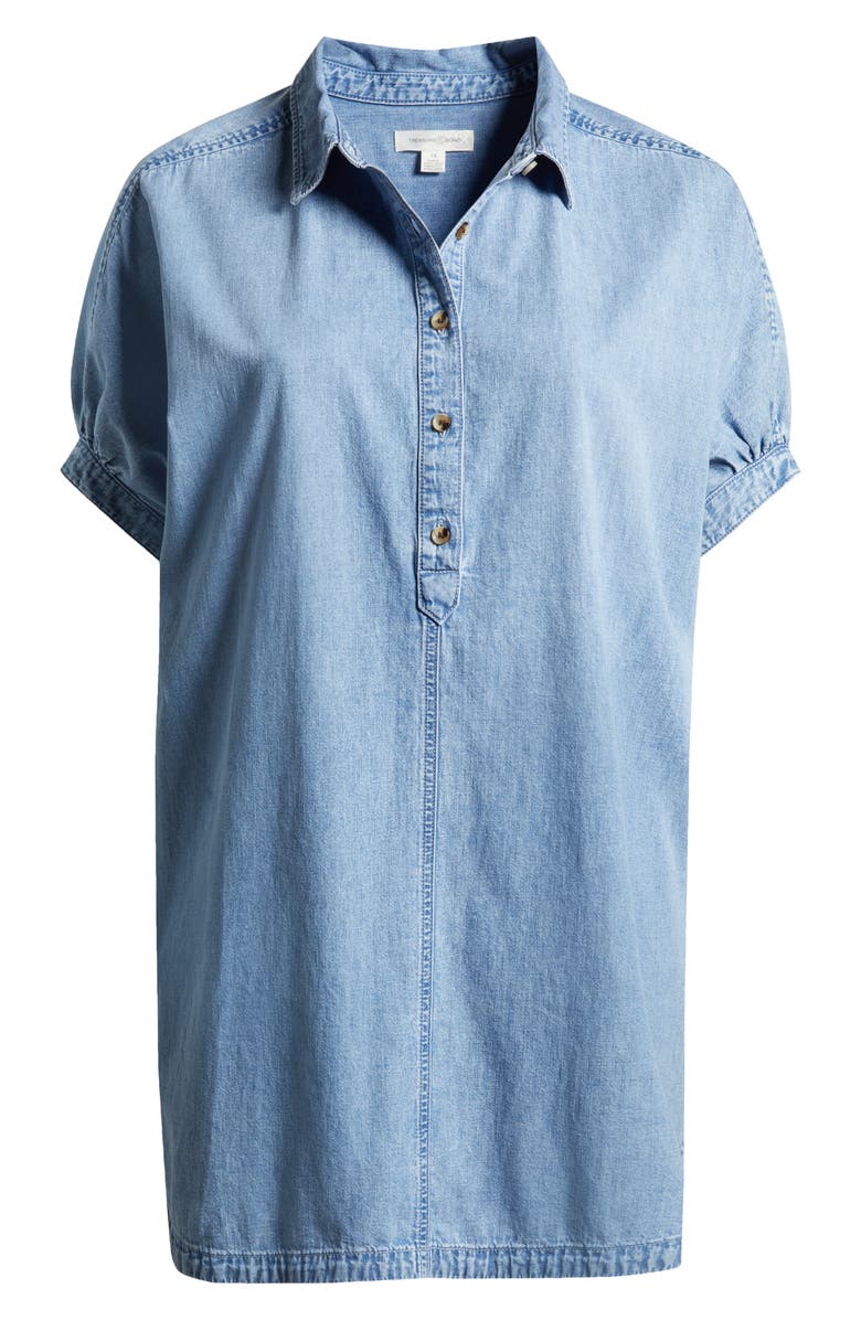 Treasure & Bond Chambray Polo Shift Dress, Alternate, color, Light Wash