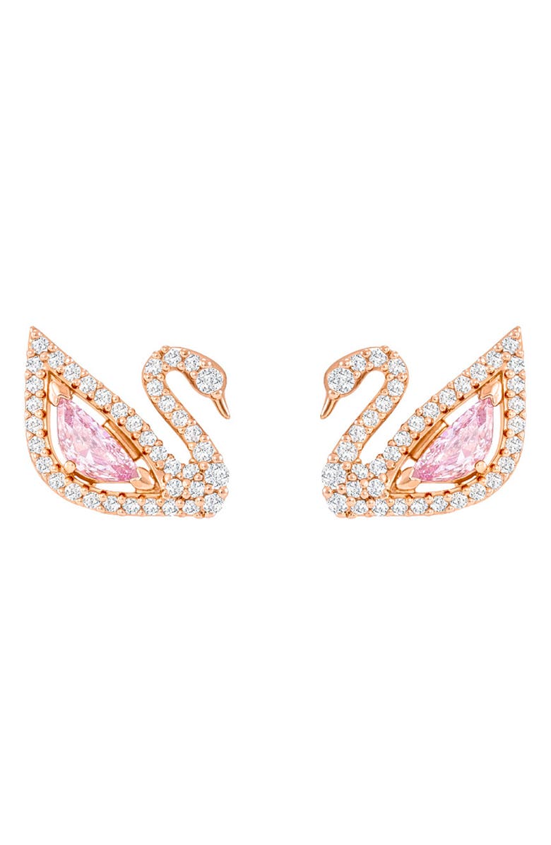Swarovski Swan Chain Drop Earrings, Alternate, color, Pink