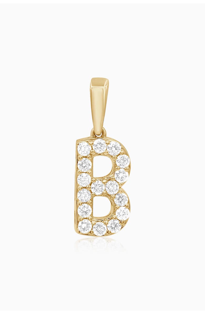 Oradina 14K Gold Luxe Letter Diamond Initial Pendant Charm, Main, color, Yellow Gold - B