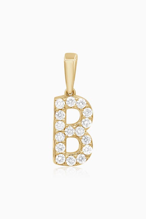 14K Gold Luxe Letter Diamond Initial Pendant Charm