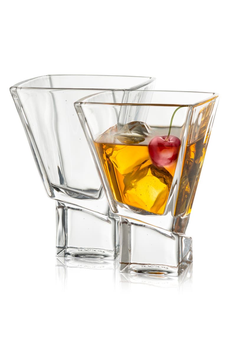JoyJolt Carre Square Heavy Base Crystal Martini Glass - Set of 2, Alternate, color, Clear