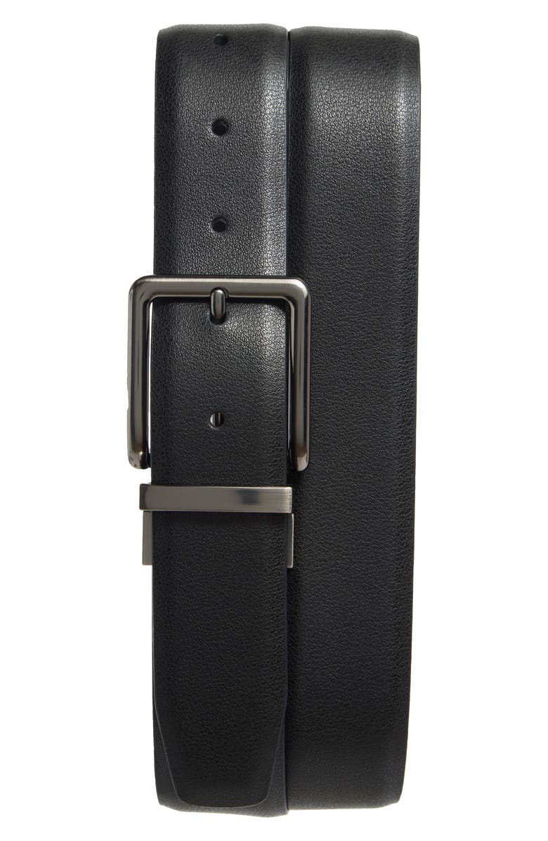 Original Penguin Very Clean Reversible Leather Belt, Main, color, Black/ Dark Grey