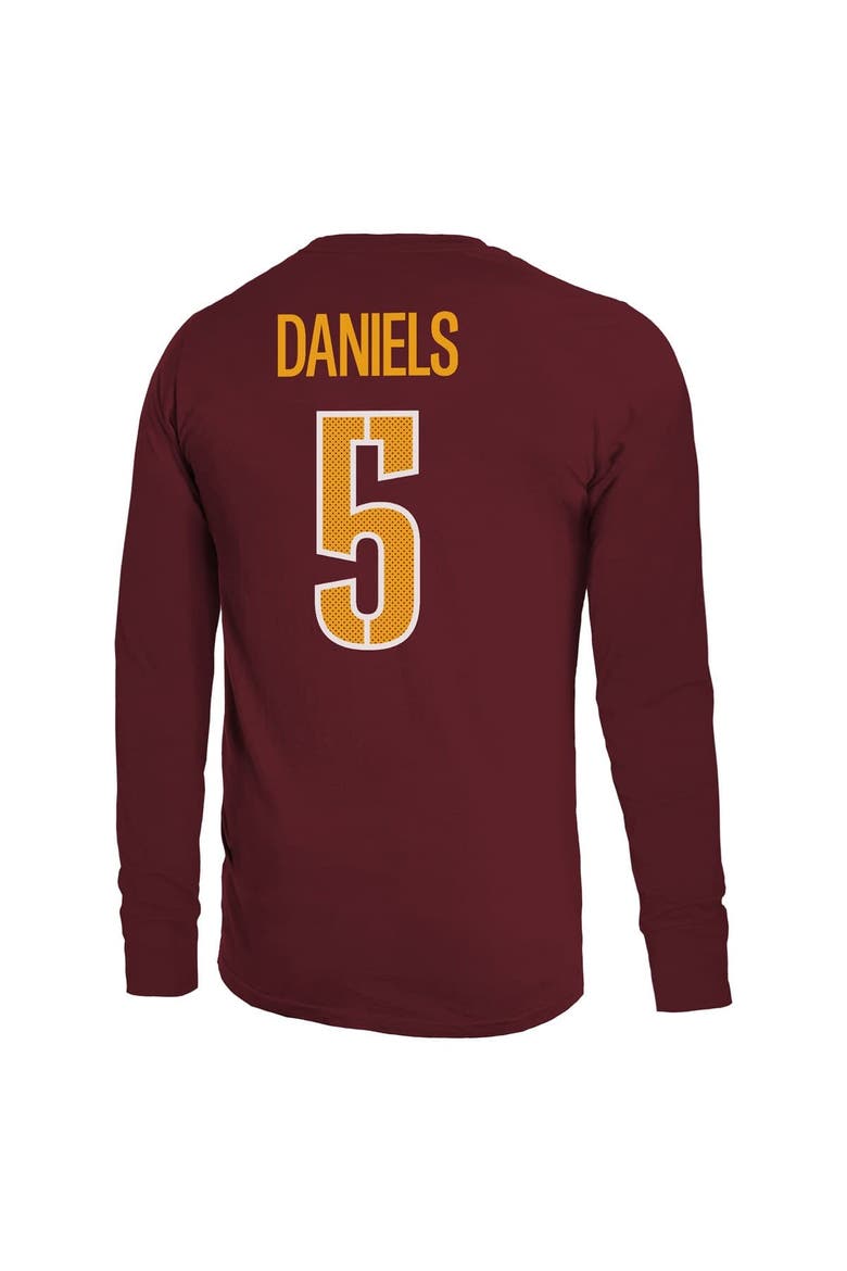 Men's Majestic Threads Jayden Daniels Burgundy Washington Commanders Name & Number Non-Distressed Long Sleeve T-Shirt, Alternate, color, Burgundy