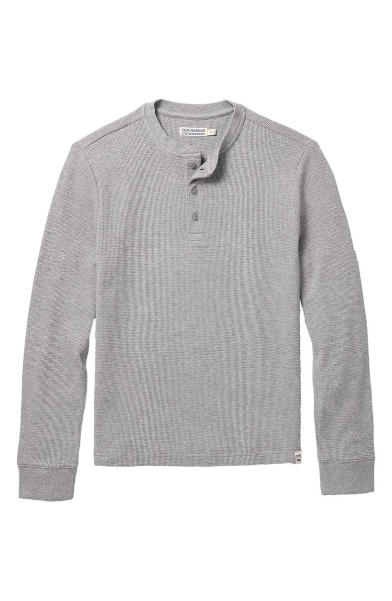 Fair Harbor Hudson Organic Cotton Blend Waffle Henley, Alternate, color, Heather Grey