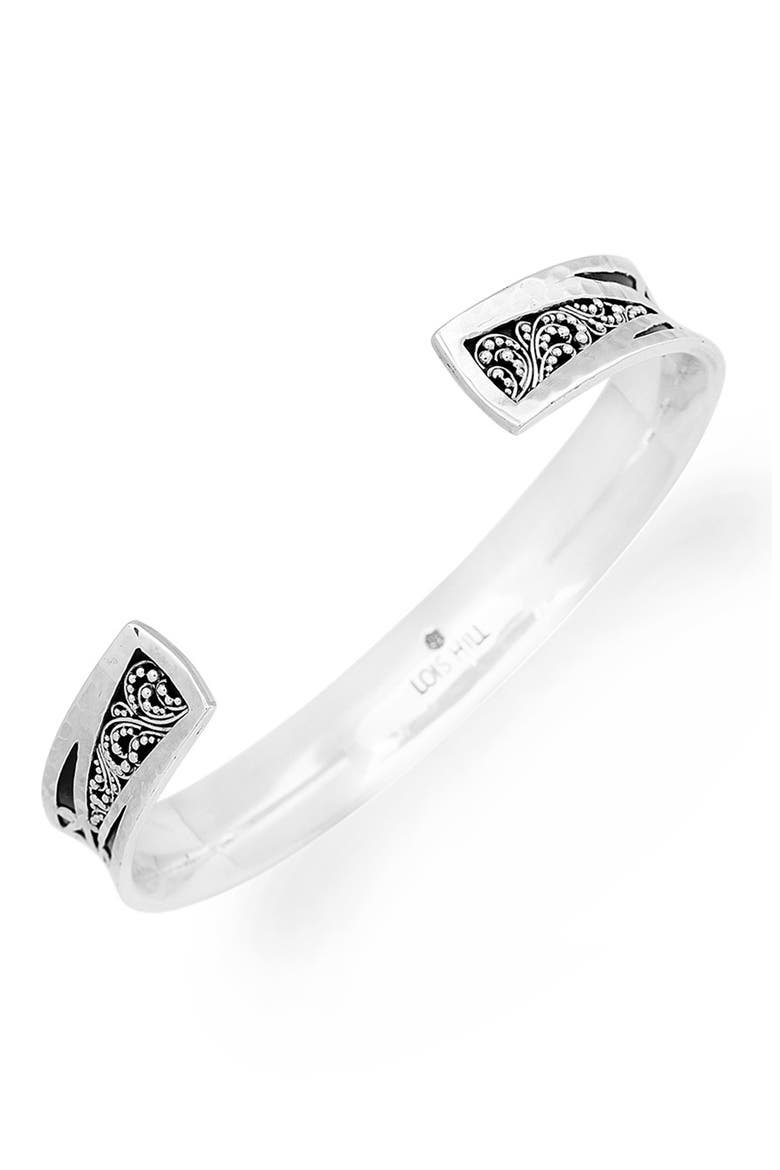 Sterling Silver Scroll Slim Cuff Bracelet, Alternate, color, SILVER