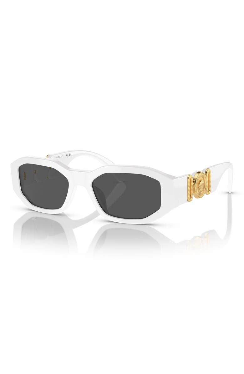 Versace Kids' 48mm Small Rectangle Sunglasses, Alternate, color, White / Dark Grey