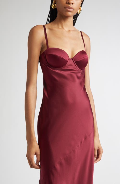 L'agence Sayla Underwire Bias Cut Silk Mermaid Gown In Burgundy