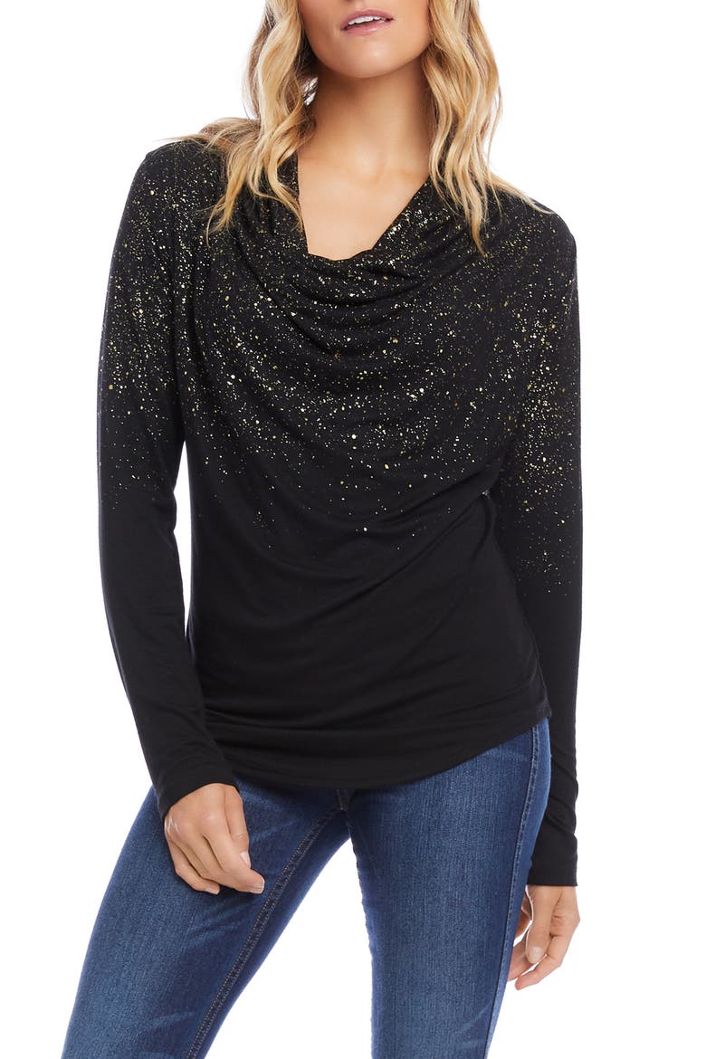 Draped Cowl Neck Top, Main, color, BLACK
