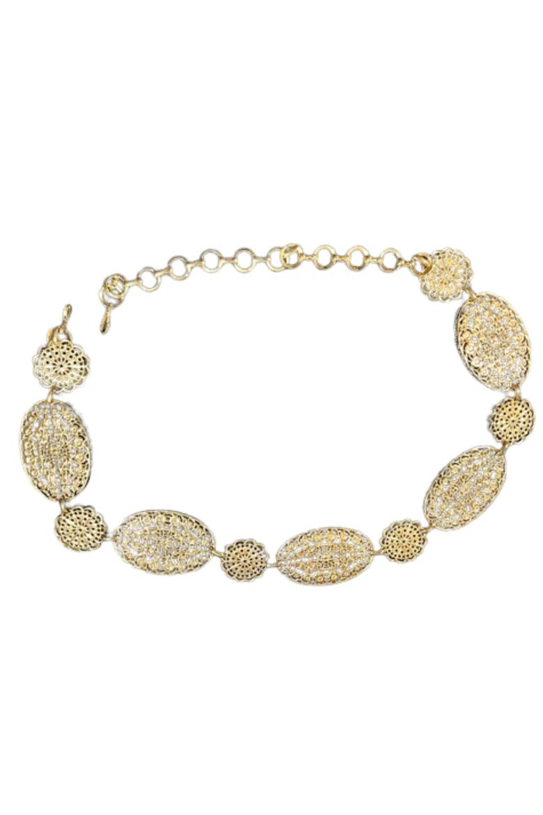 70's Gold Tone Medallion Filigree Belt, Alternate, color, Gold