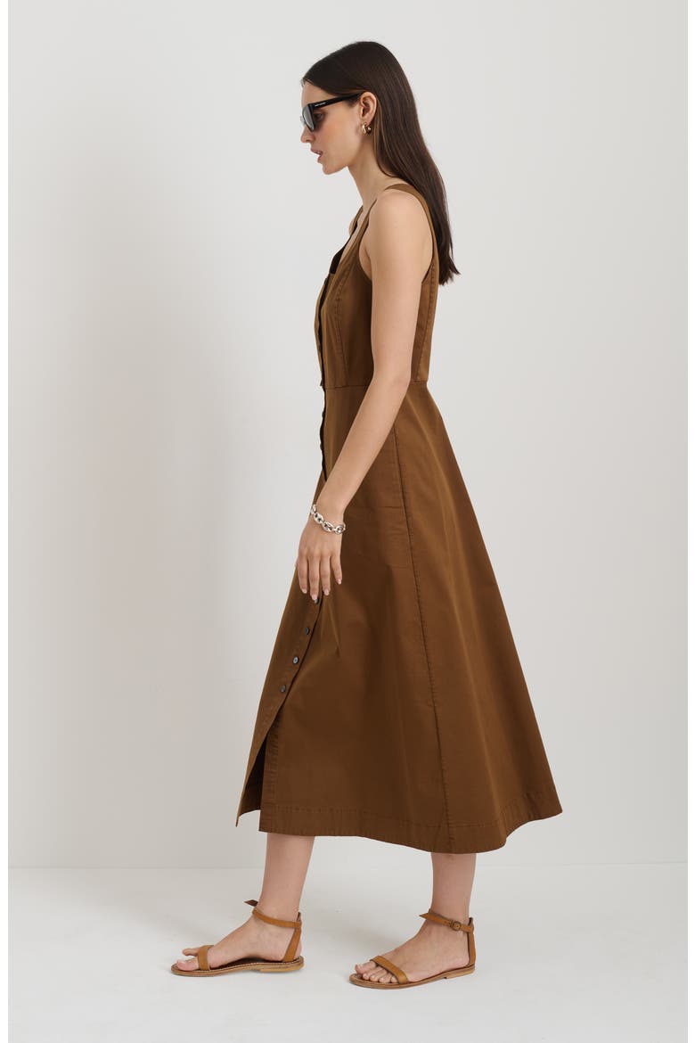 Piper Twill A-Line Dress, Alternate, color, COFFEE LIQUEUR