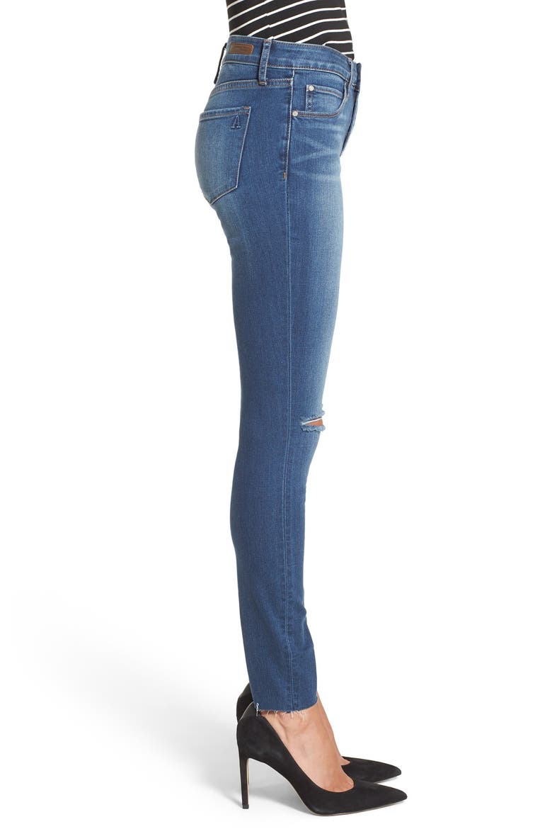 'Sarah' Distressed Raw Hem Skinny Jeans, Alternate, color, RODEO