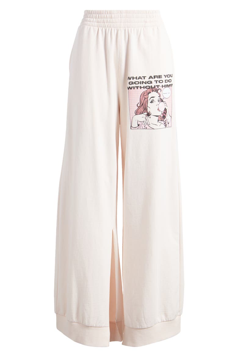 What Are You Going to Do Cotton Wide Leg Sweatpants, Alternate, color, PINK