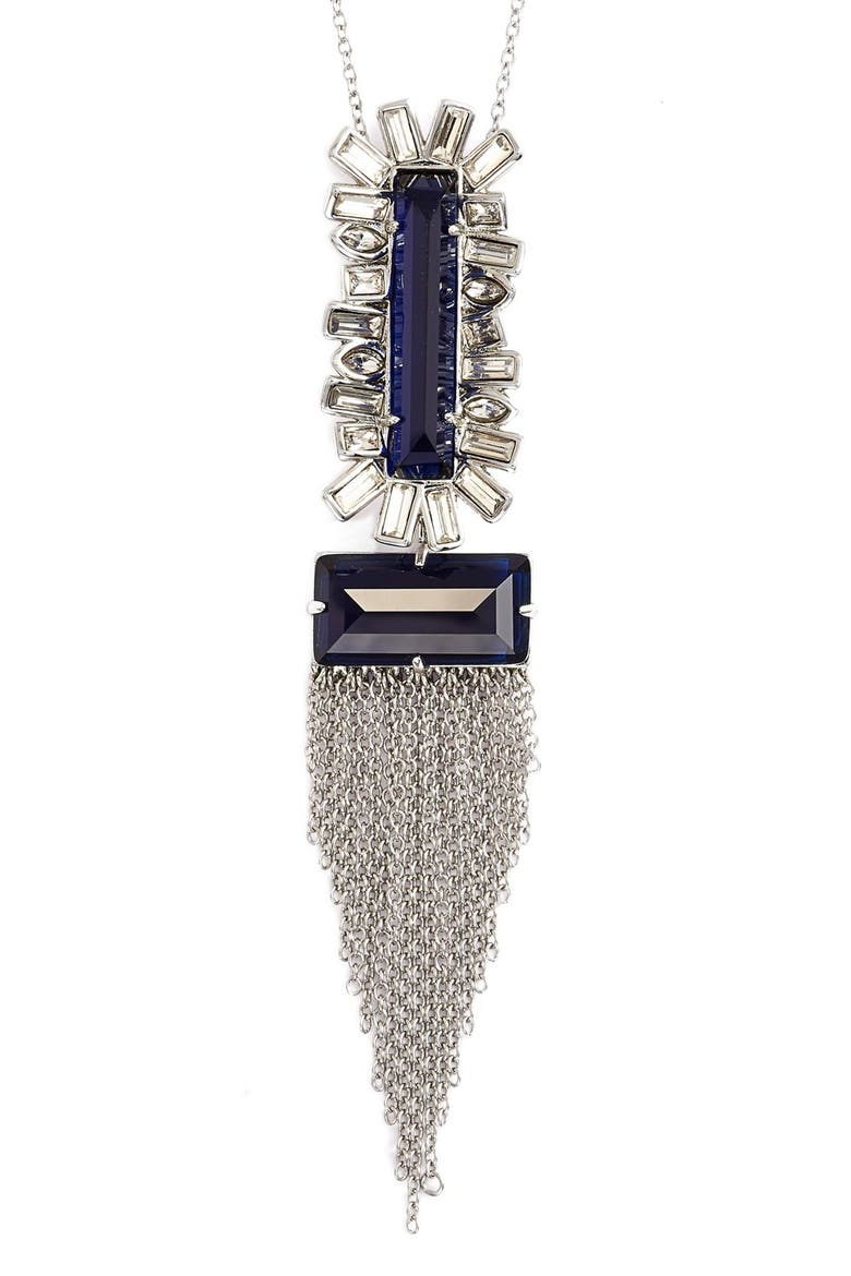 'Miss Havisham' Fringe Stone Pendant Necklace, Main, color, SILVER