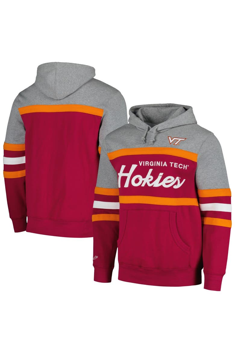 Men's Mitchell & Ness Maroon Virginia Tech Hokies Head Coach Pullover Hoodie, Main, color, Maroon