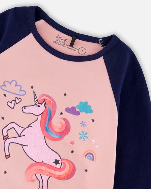 Deux Par Deux Jersey Raglan Sleeve Tee In Pink