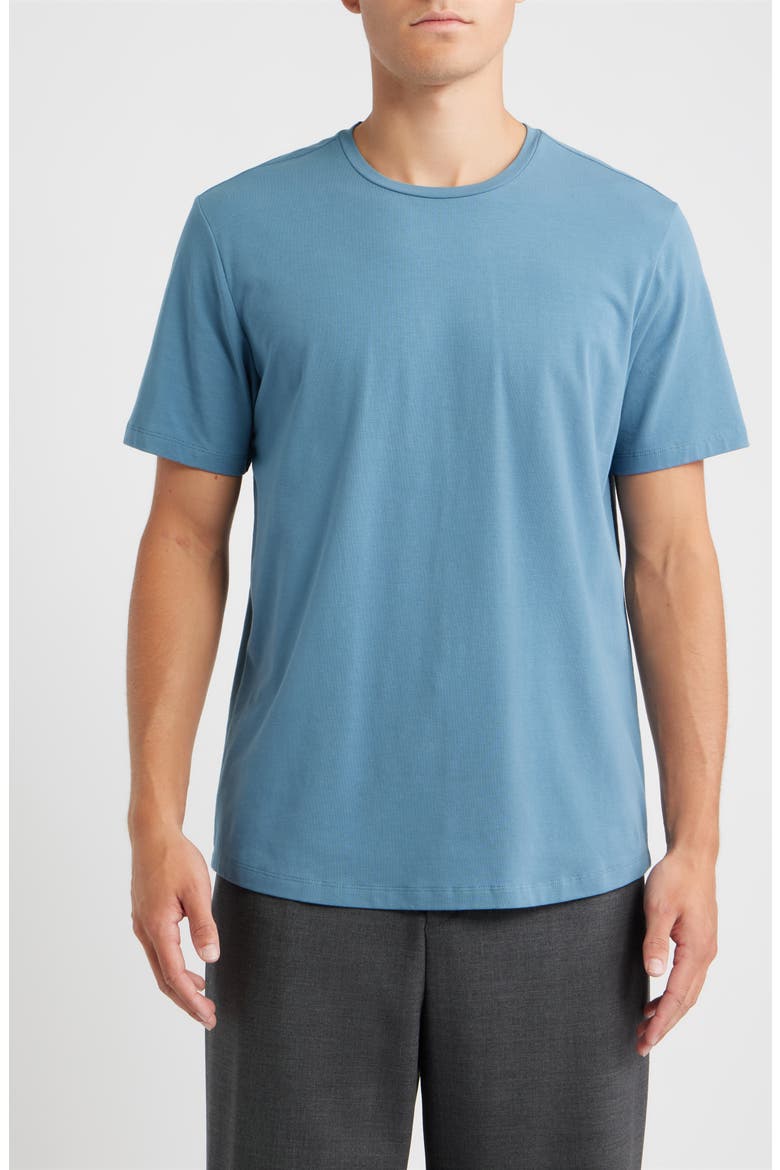 Crewneck Stretch Cotton T-Shirt, Main, color, BLUE OCEANVIEW