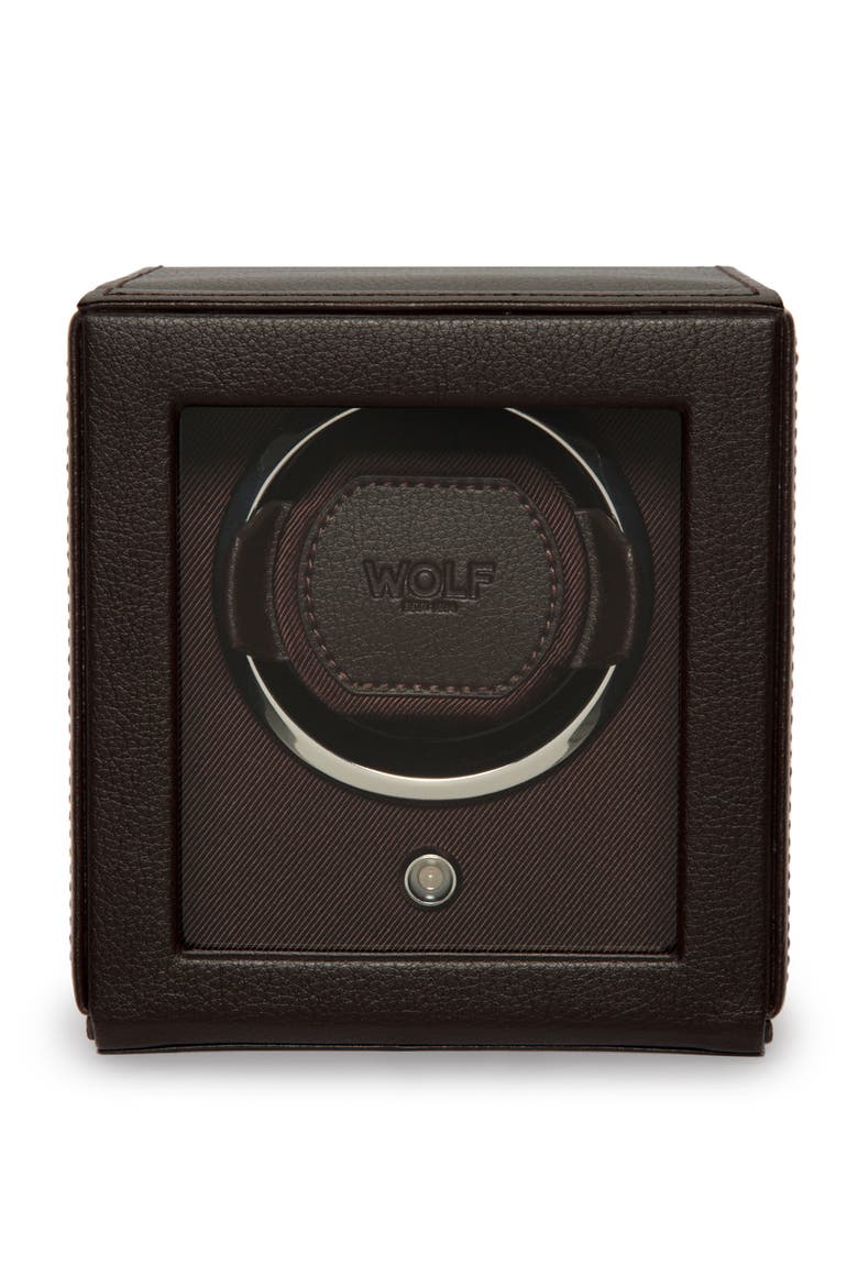 Cub Single Watch Winder with Cover, Main, color, BROWN