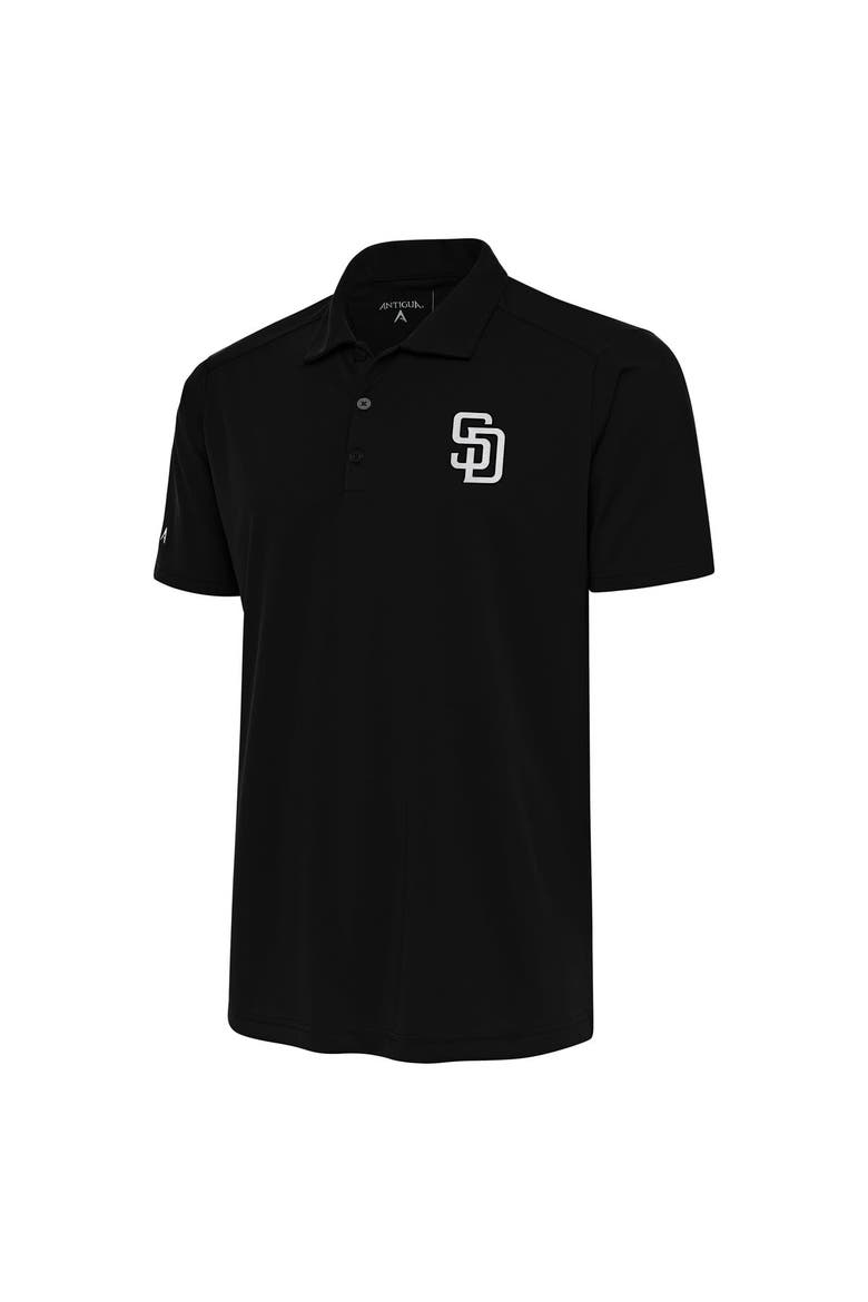 Men's Antigua Black San Diego Padres Metallic Tribute Polo, Alternate, color, Black