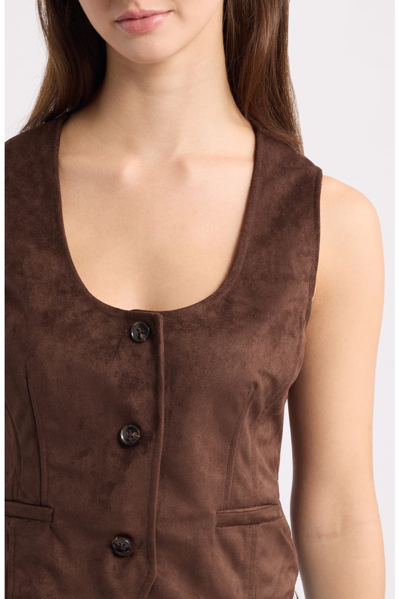 Fontana Button-Up Vest, Alternate, color, DARK CHOCOLATE