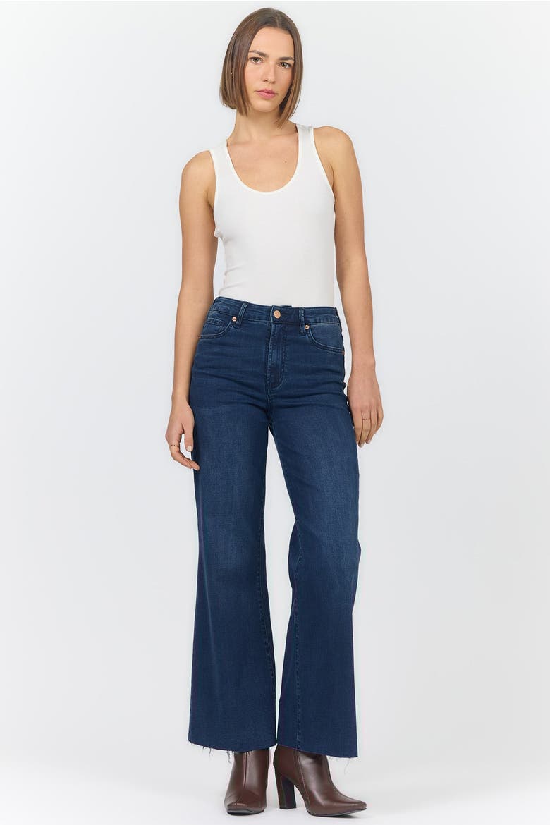 Fiona High Waist Raw Hem Wide Leg Jeans, Alternate, color, Princess