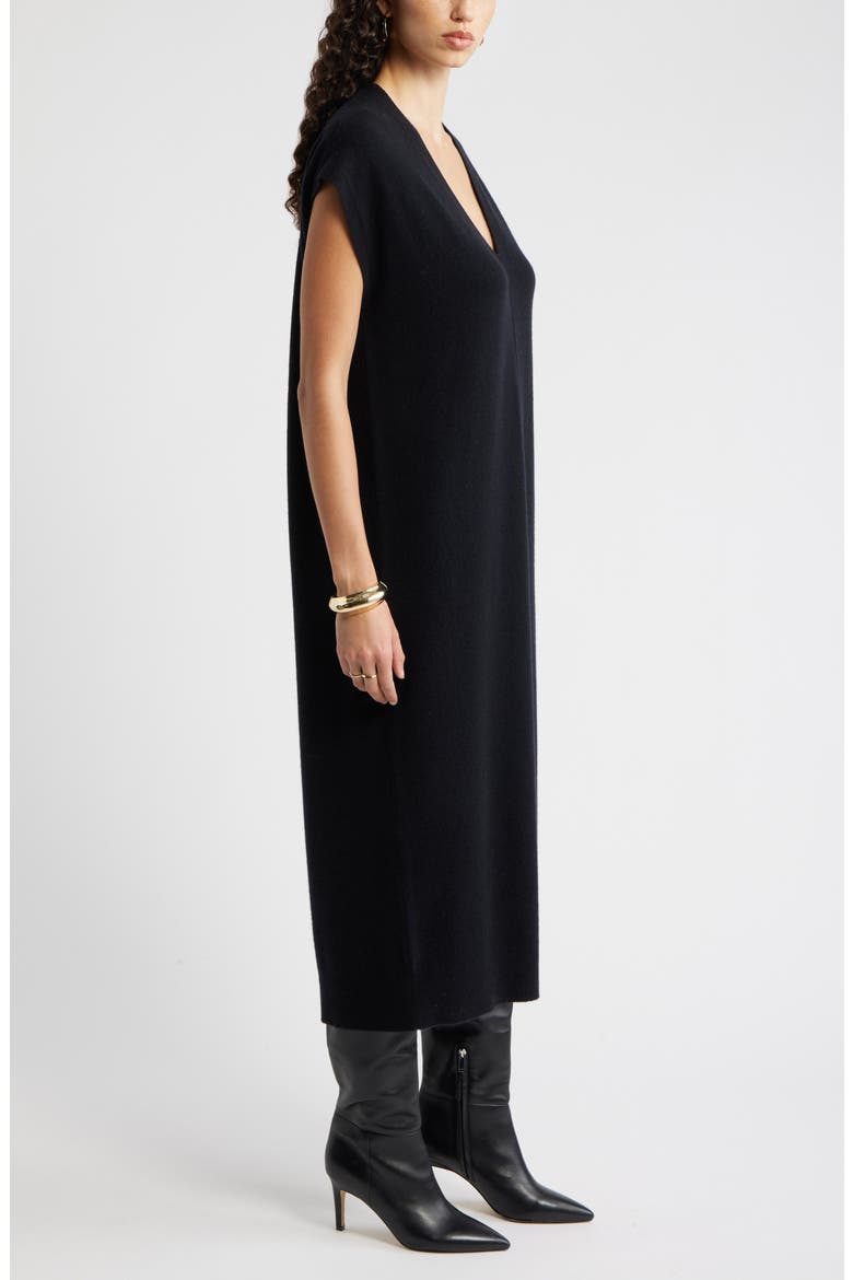 Wool & Cashmere Blend Shift Dress, Alternate, color, BLACK ROCK