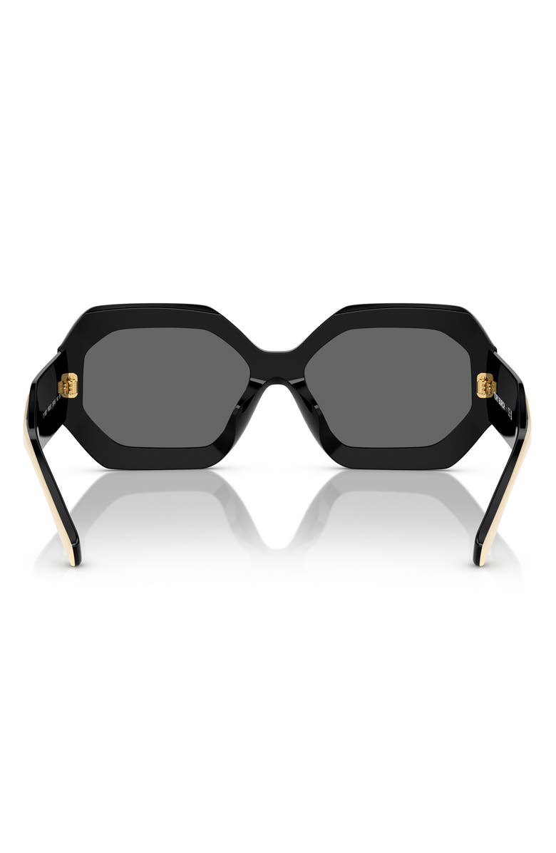 Tory Burch 55mm Geometric Sunglasses, Alternate, color, Black/ Ivory / Dark Grey Solid