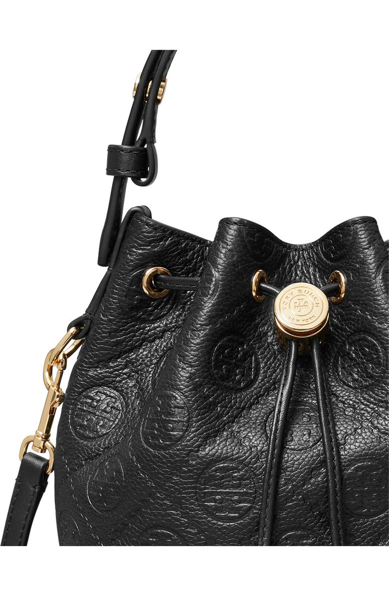 Tory Burch Mini T Monogram Pebble Leather Bucket Bag, Alternate, color,