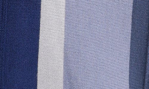 Spring + Mercer Stripe Short Sleeve Button-up Polo Sweater In Navy/navy