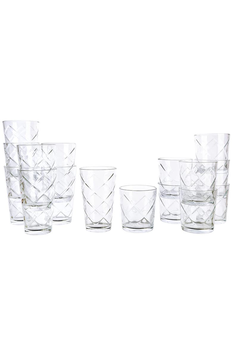 Gibson Home 16 Piece Lattice Glassware Drinkware Set, Main, color, Clear