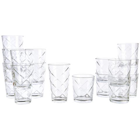16 Piece Lattice Glassware Drinkware Set