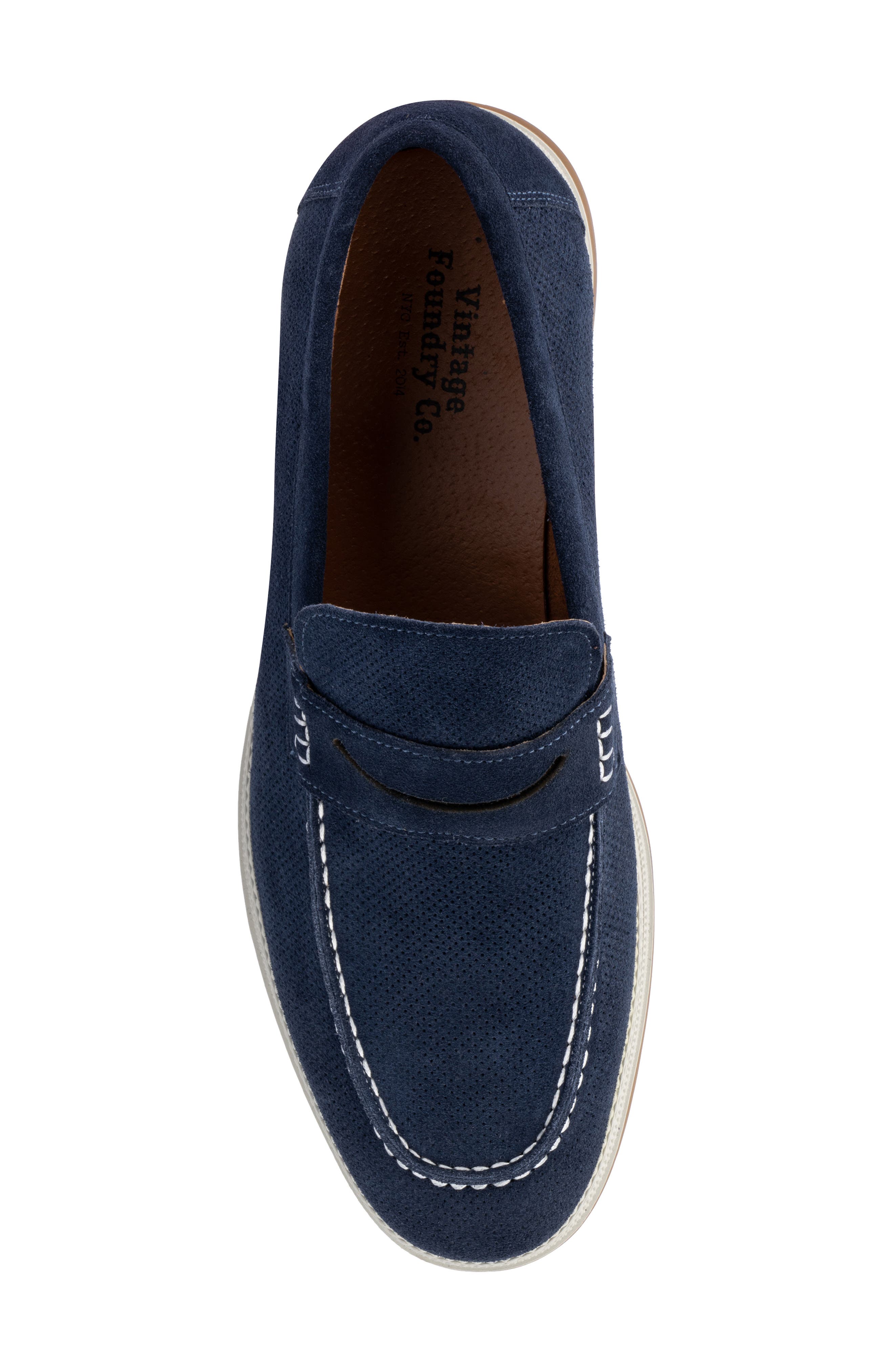 Menaham Perforated Leather Loafer, Alternate, color, NAVY