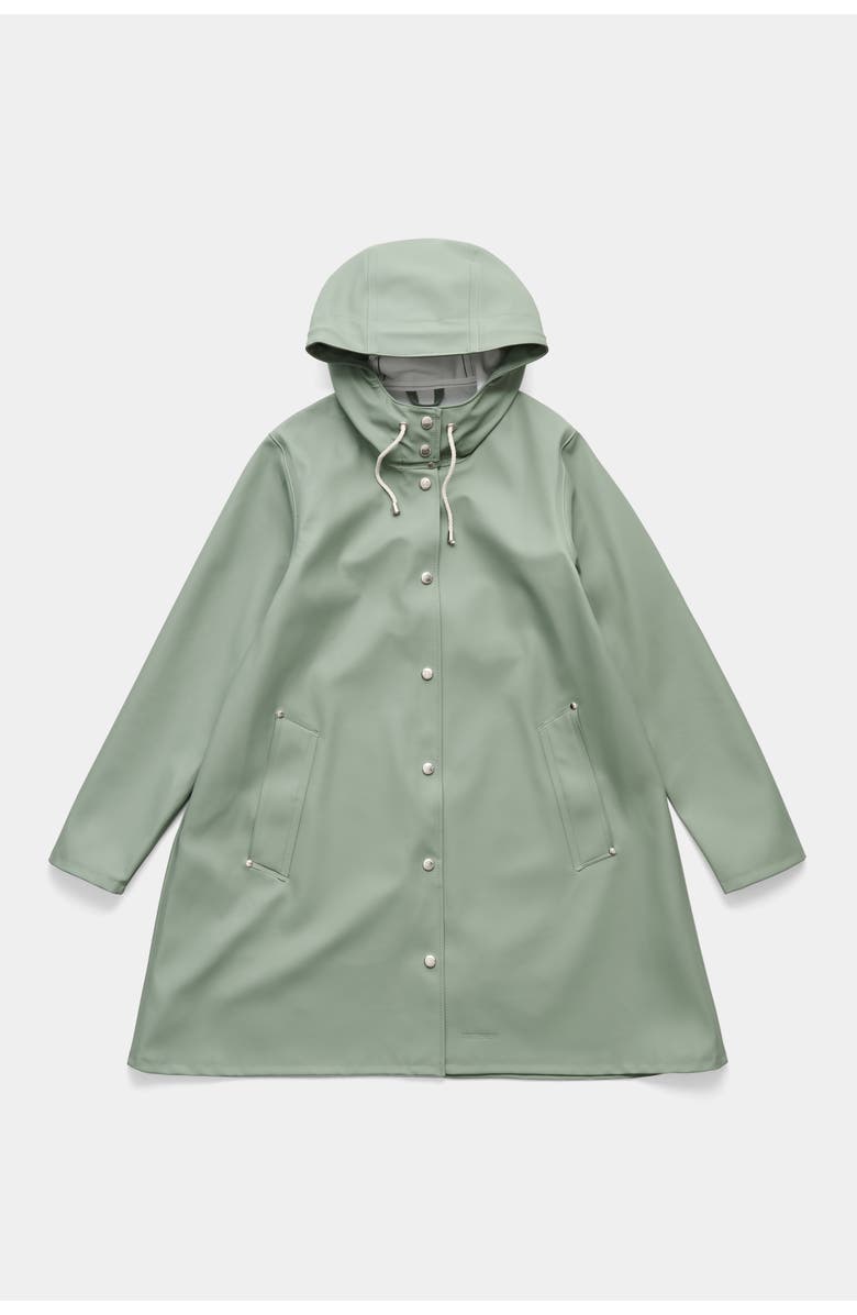 Stutterheim Mosebacke Hooded Long Sleeve Raincoat, Alternate, color, Khaki Green