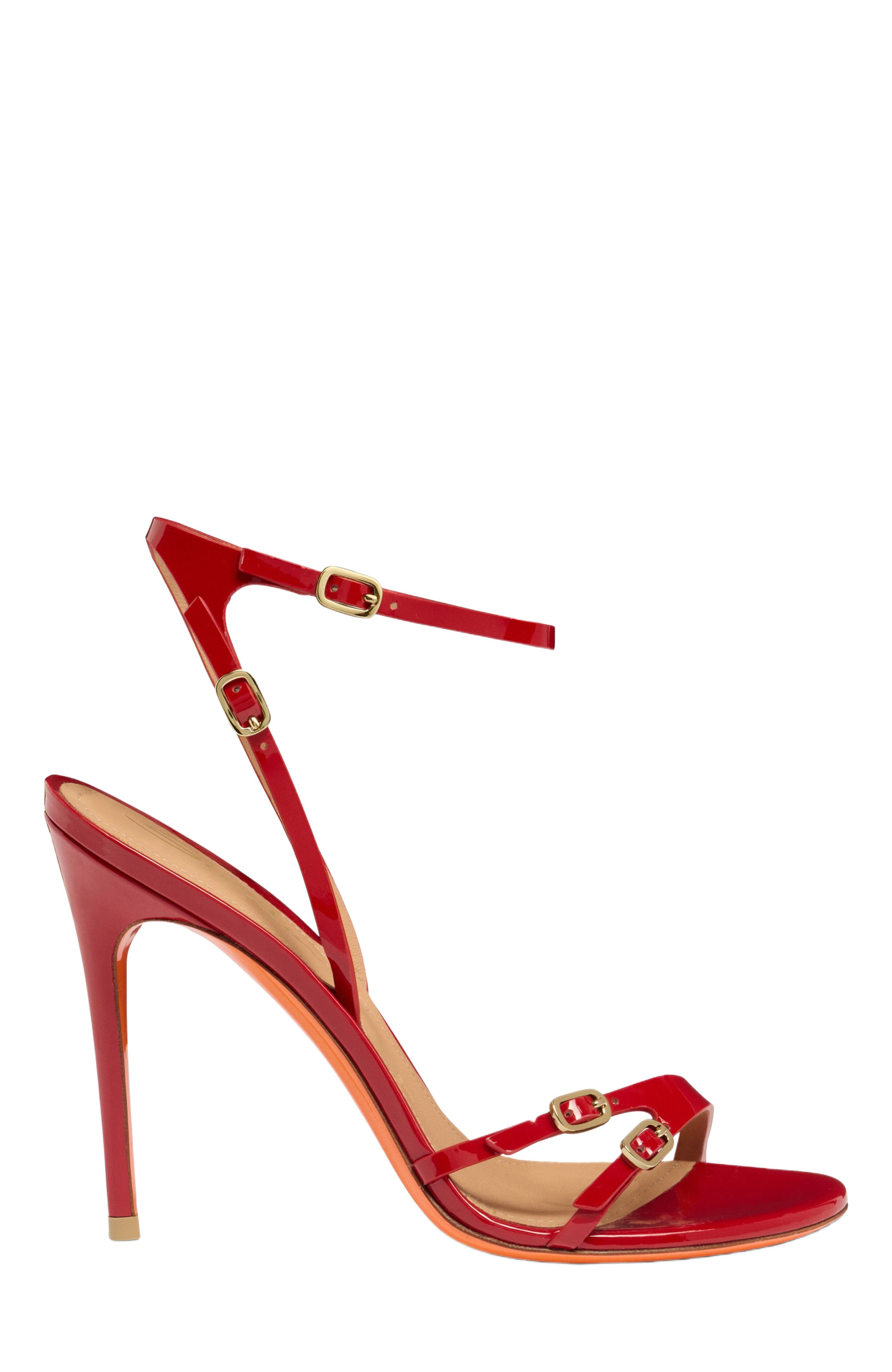 Santoni Women
s patent leather high-heel sandal, Main, color, Red