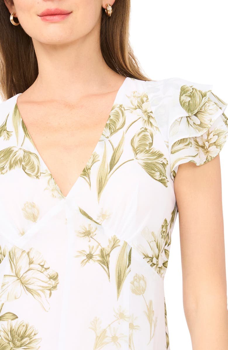 1.STATE Flutter Sleeve Godet Dress, Alternate, color, Grasshopper Green