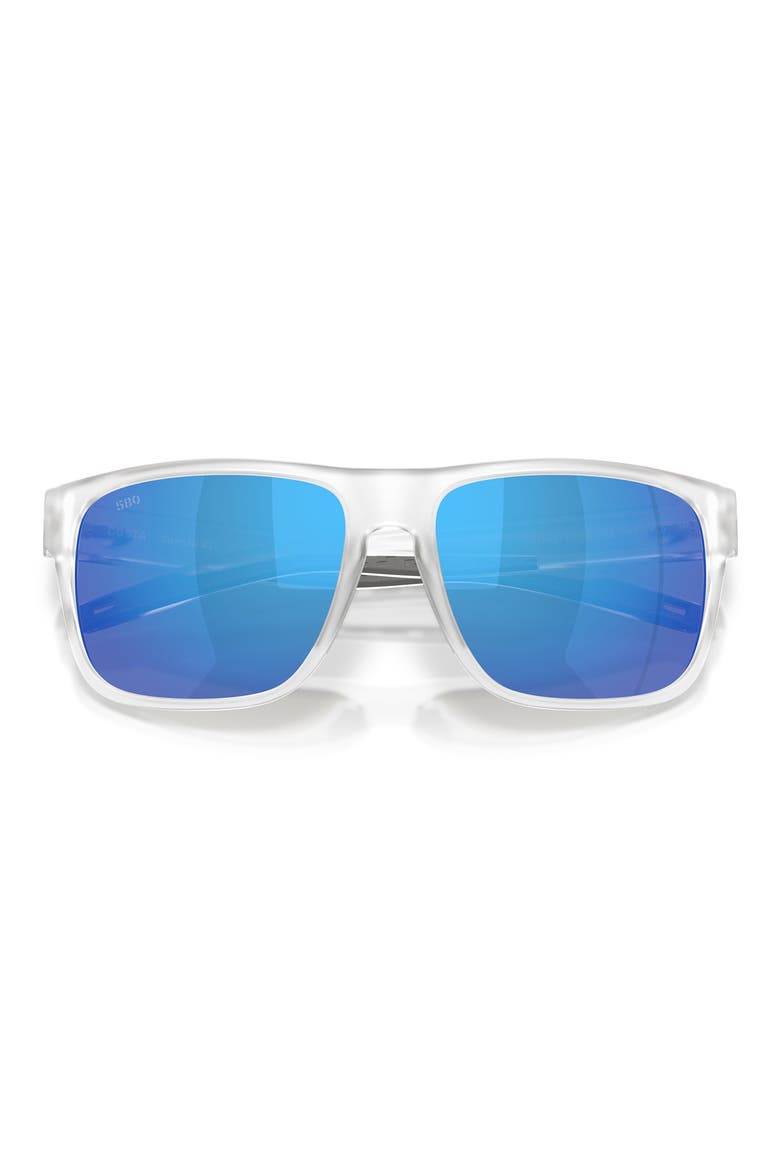 Spearo 59mm Polarized Mirrored Rectangular Sunglasses, Alternate, color, MATTE CLEAR / BLUE MIRROR 580G