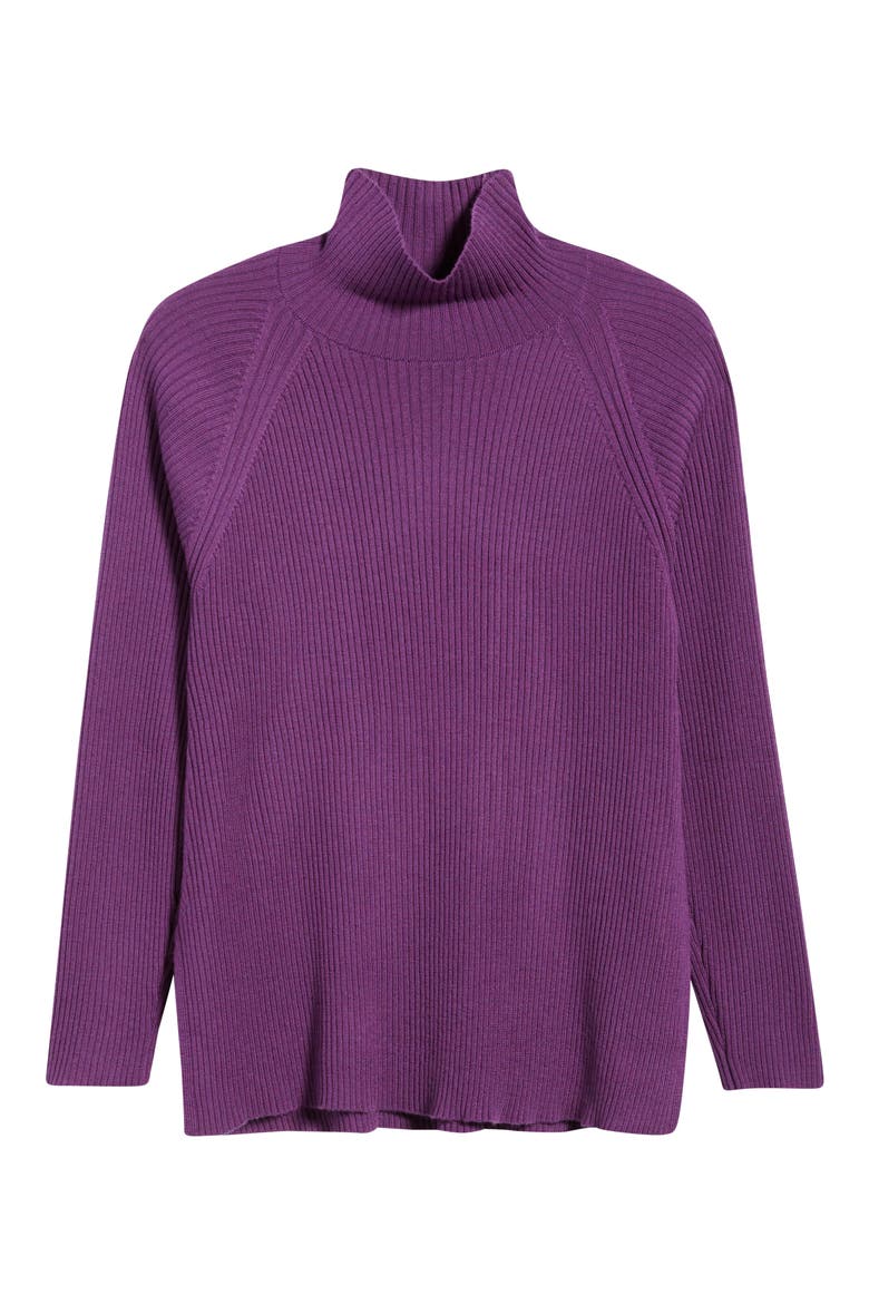 Rib Turtleneck Wool Sweater, Alternate, color, DAHLIA
