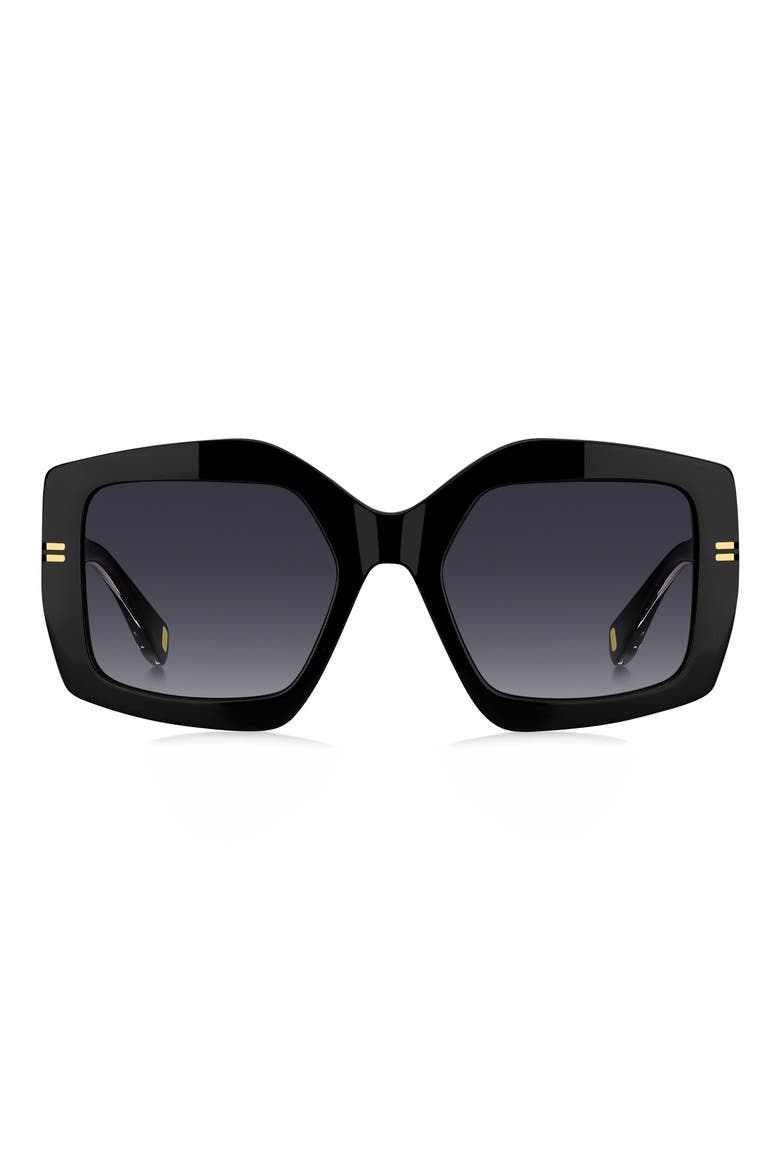 53mm Gradient Rectangular Sunglasses, Main, color, BLACK CRYSTAL/ DARK GREY SF