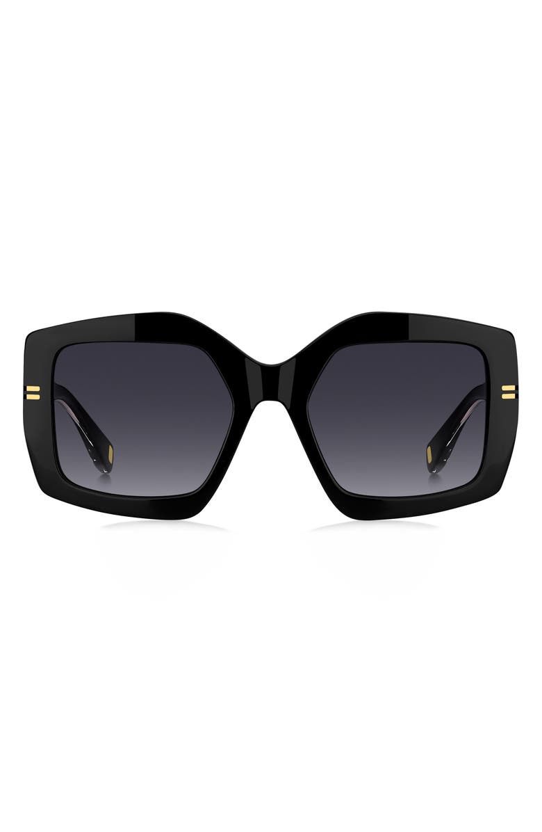 Marc Jacobs 53mm Gradient Rectangular Sunglasses, Main, color, Black Crystal/ Dark Grey Sf