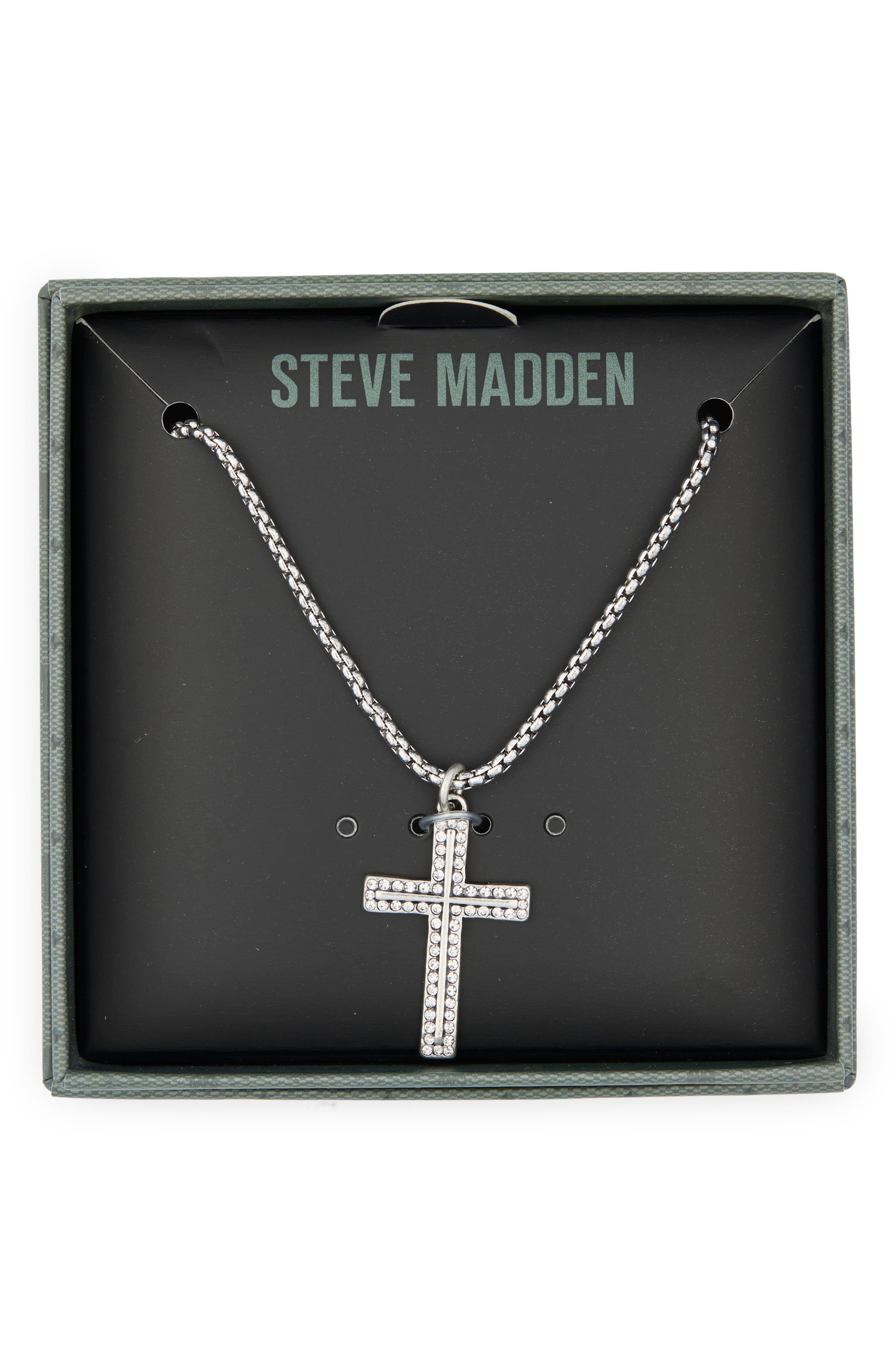 Steve Madden Cubic Zirconia Cross Pendant Necklace
