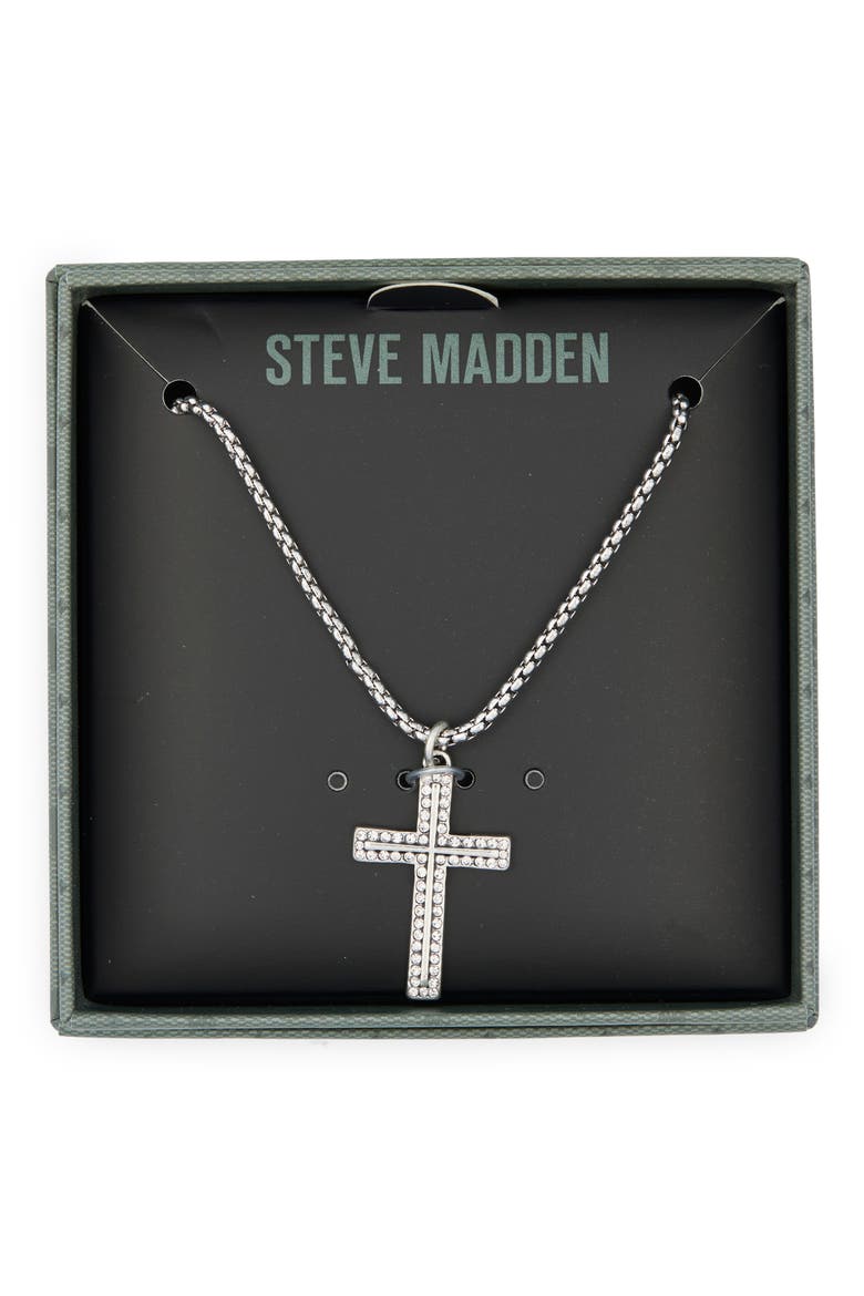 Cubic Zirconia Cross Pendant Necklace, Main, color, SHINY RHODIUM