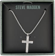 Steve Madden Cubic Zirconia Cross Pendant Necklace