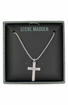 Steve Madden Cubic Zirconia Cross Pendant Necklace