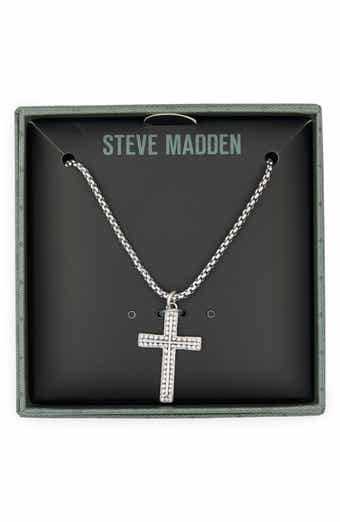 Steve Madden Cubic Zirconia Cross Pendant Necklace