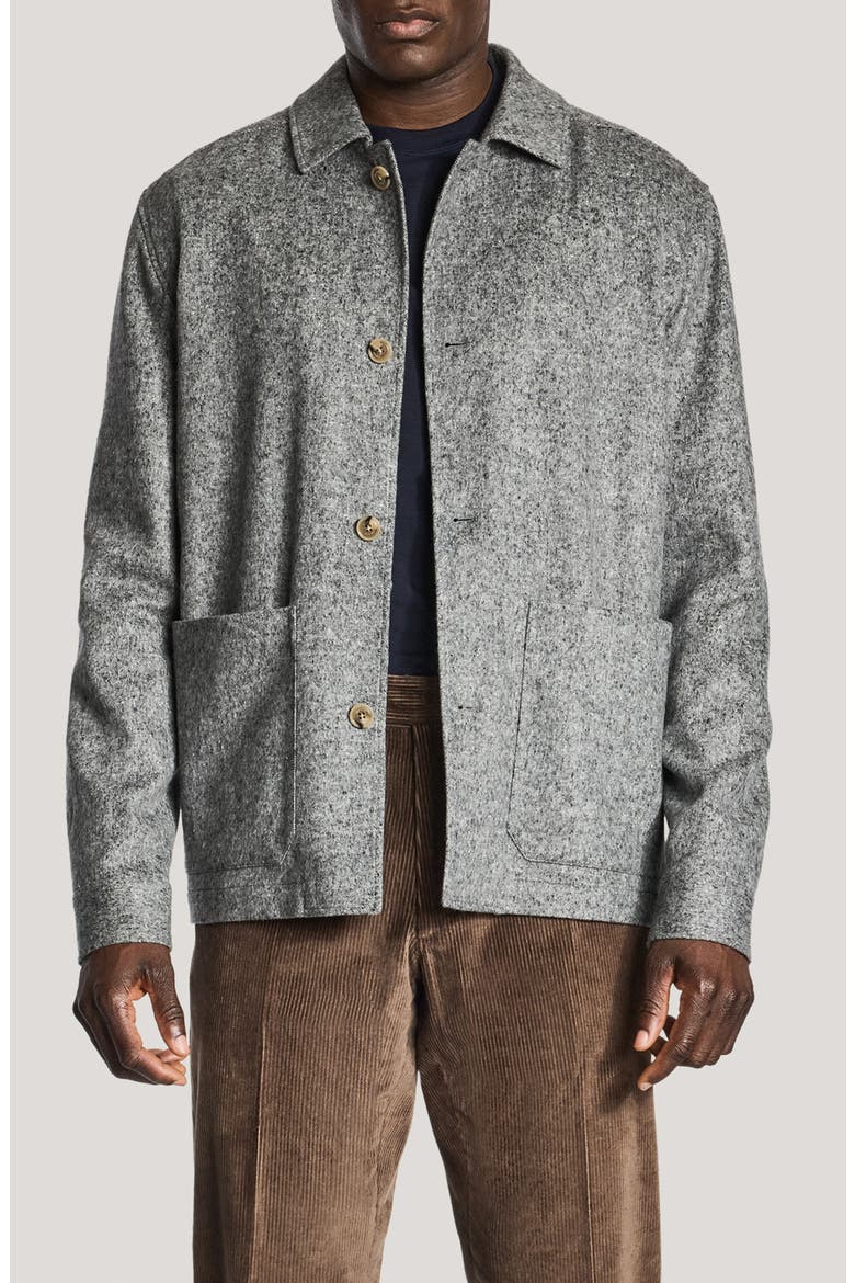 Callum Wool Silk & Cashmere Herringbone Shirt Jacket, Main, color, MID GREY