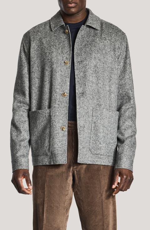 Callum Wool Silk & Cashmere Herringbone Shirt Jacket