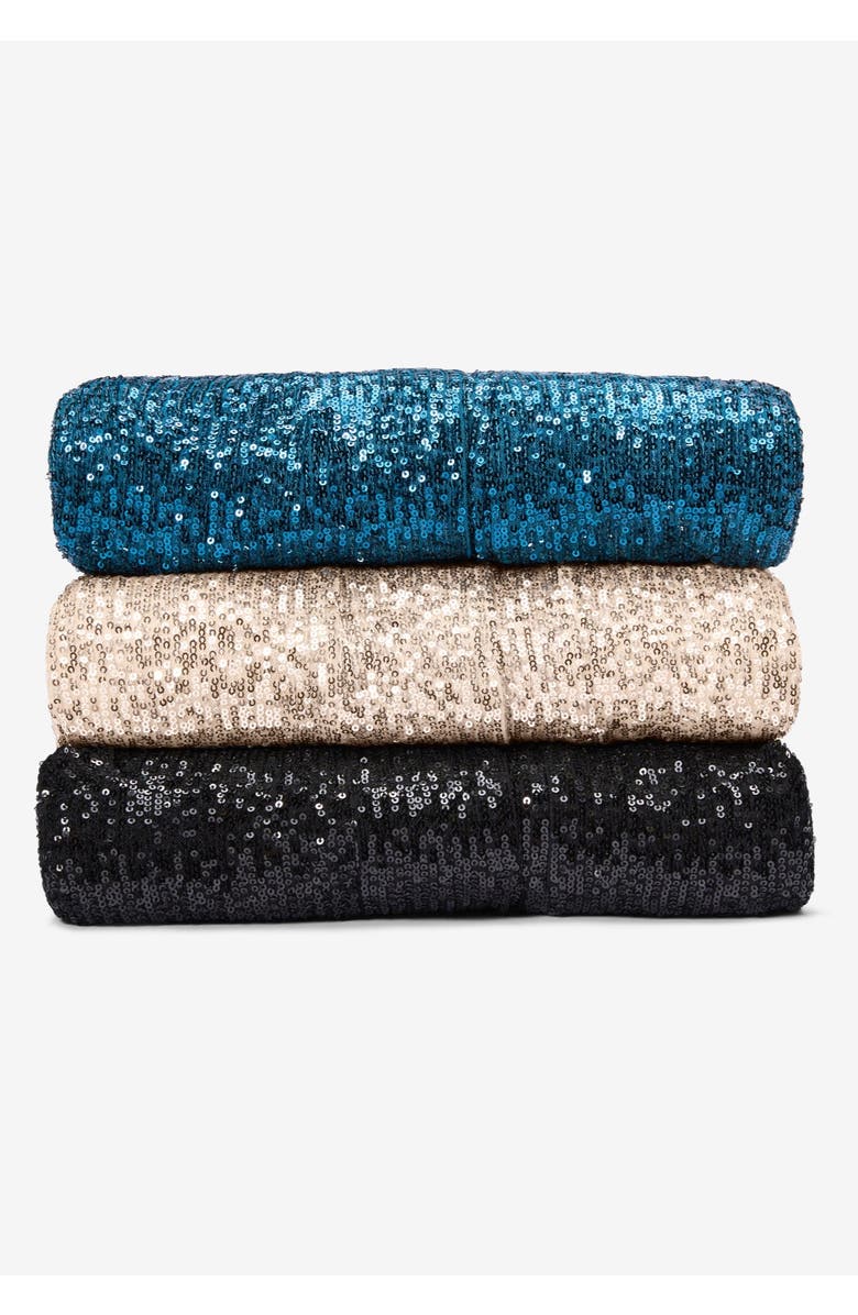 Roaman's Plus Size Sequin Duster, Alternate, color, Black