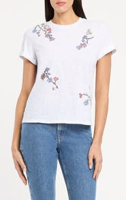 Cinq à Sept Bree Whispering Vines Beaded Cotton T-Shirt