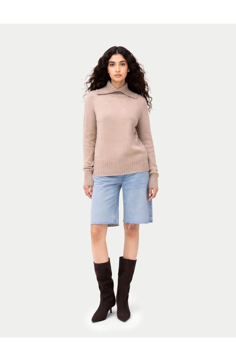 Gobi Cashmere Slit T-Neck Sweater, Alternate, color, Warm Grey